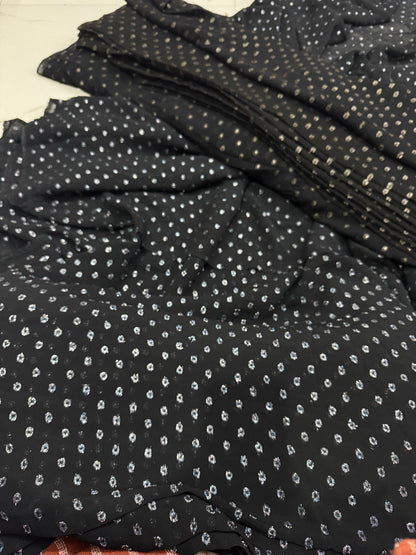 Buy Viscose Chiffon Blue Silver Lurex Butta Black Fabric