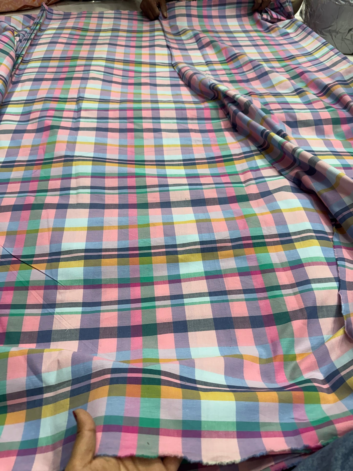 Buy Cotton Yarn Dyed Pink Mukti Checks Shirting Fabric