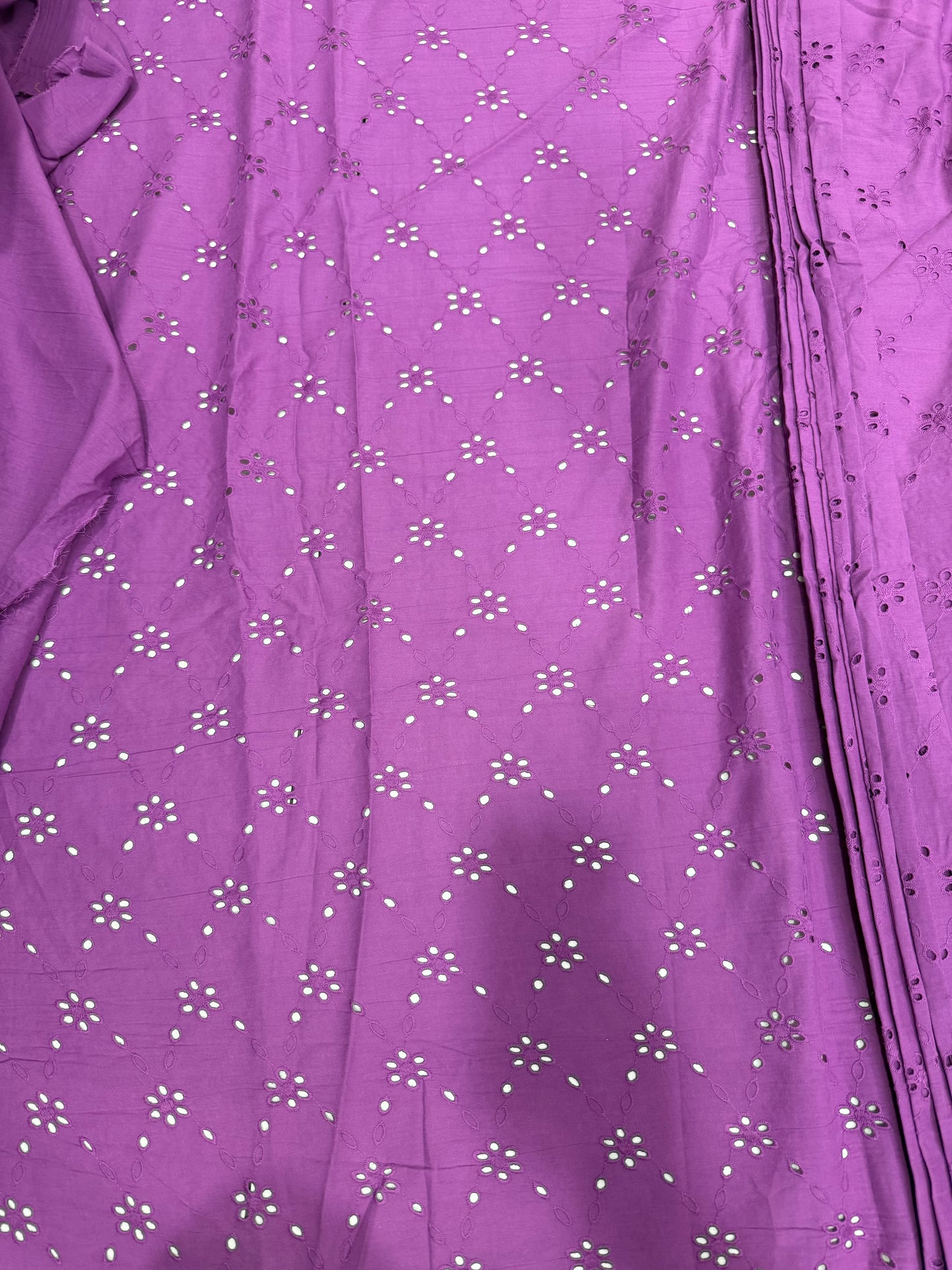 Buy Cotton Hakoba Purple Embroidery Flower Fabric