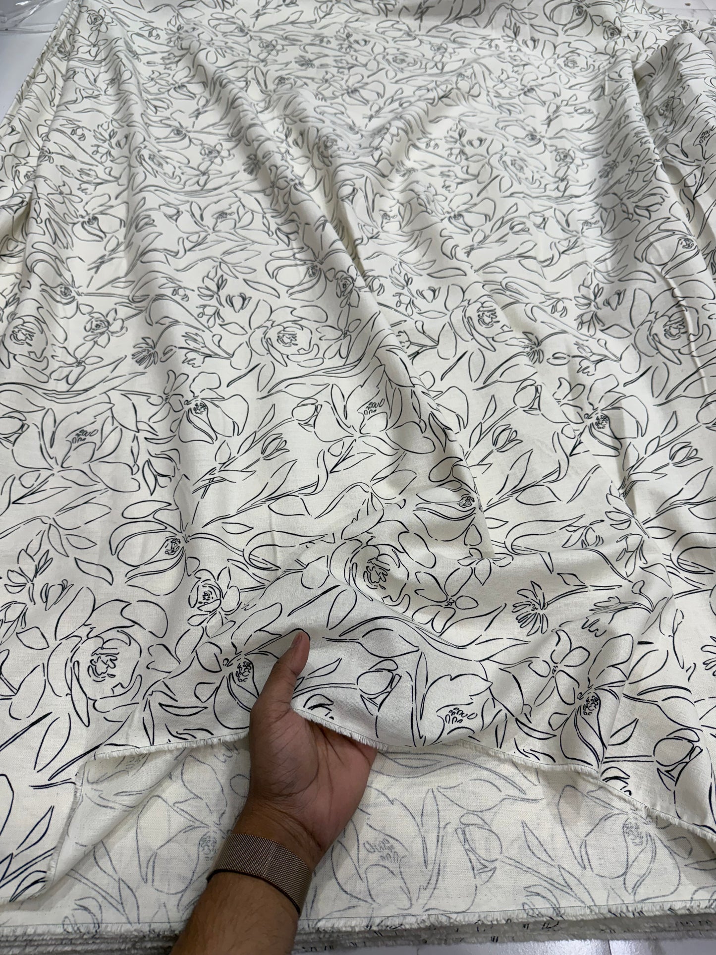 Buy Rare Cotton Linen One Line Rose Art Printed Fabric - MAF 