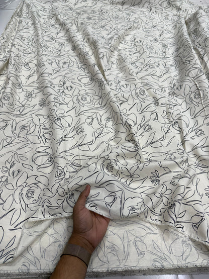 Buy Rare Cotton Linen One Line Rose Art Printed Fabric - MAF 
