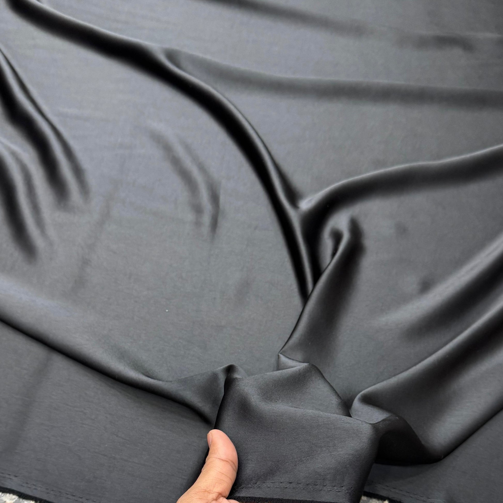 Buy Viscose Italian Silk Solid Black - MAF 