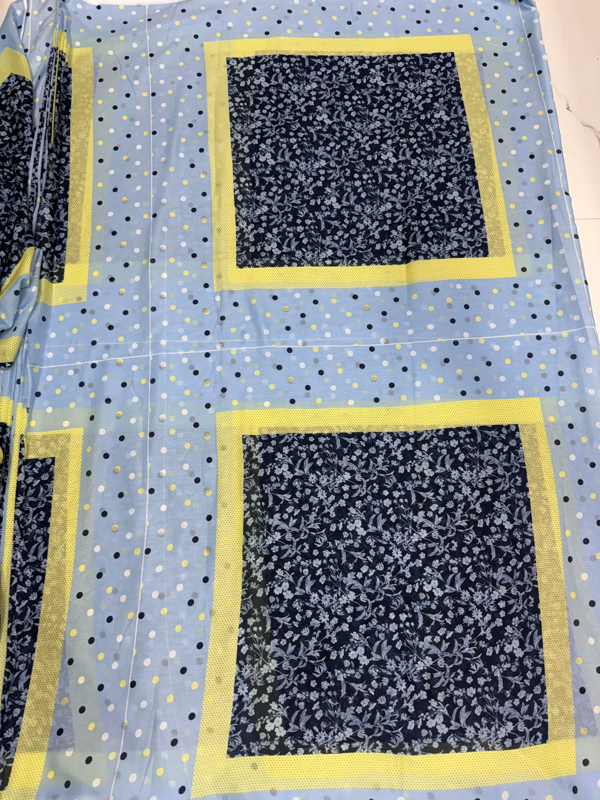 Buy Premium Mul Cotton Blue Polka & Print Combo Panel 80CM