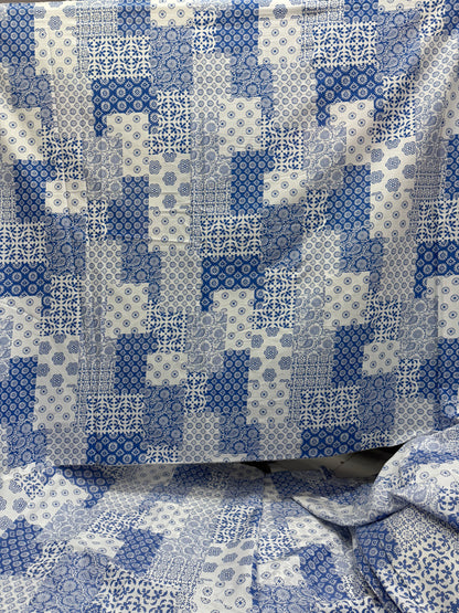 Buy Mul Cotton Multi Patch Blue Printed Fabric