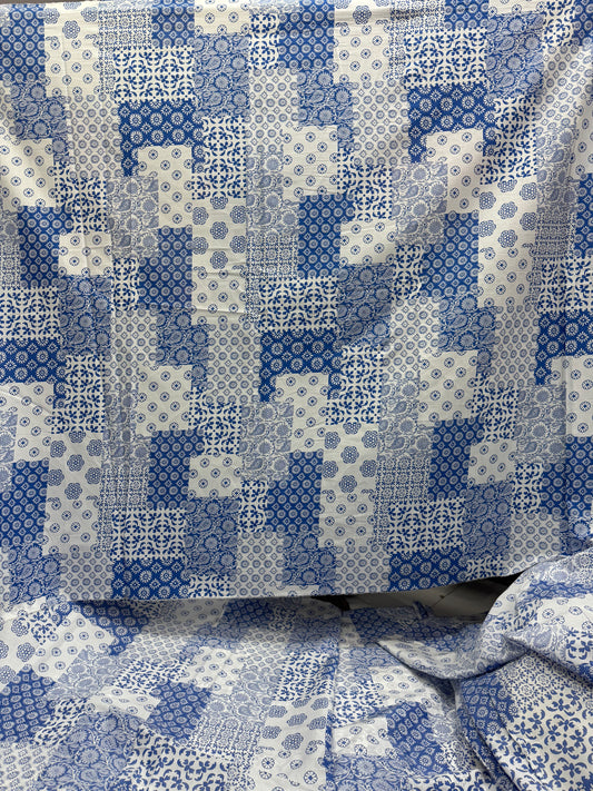 Buy Mul Cotton Multi Patch Blue Printed Fabric