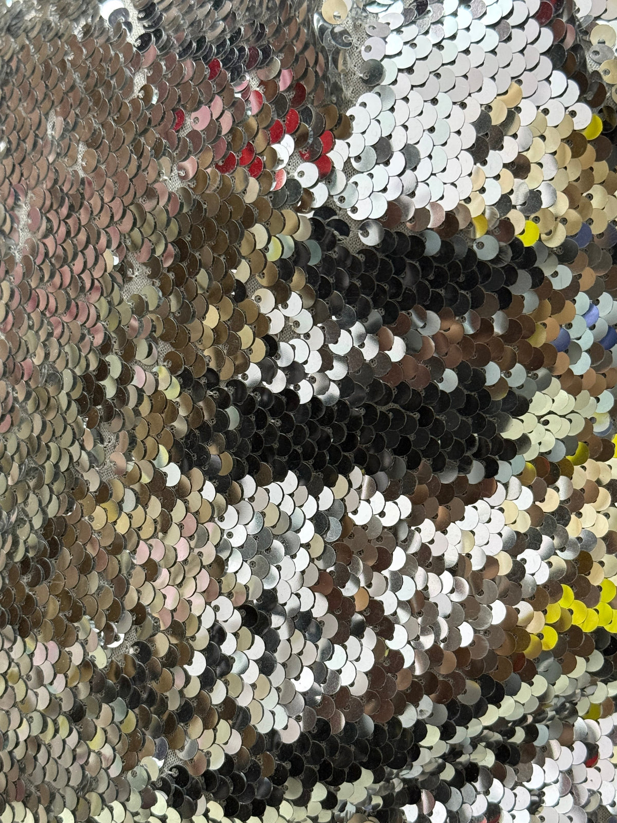 Buy Sequins Silver Multicolor Metallic Mix Fabric