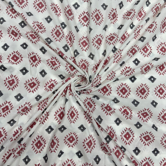 Buy Fine Premium Mul Cotton Red Diamond Block Fabric - MAF 