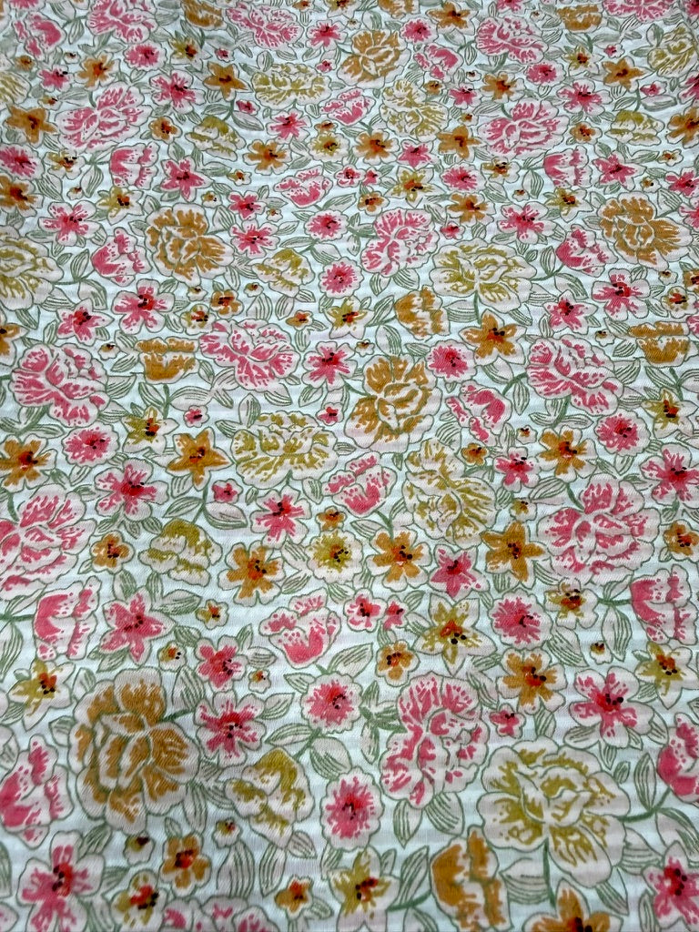Buy Soft Cotton Seersucker Jacobean Printed Fabric