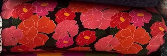 Buy Cotton Poplin Bold Red Floral Printed Fabric