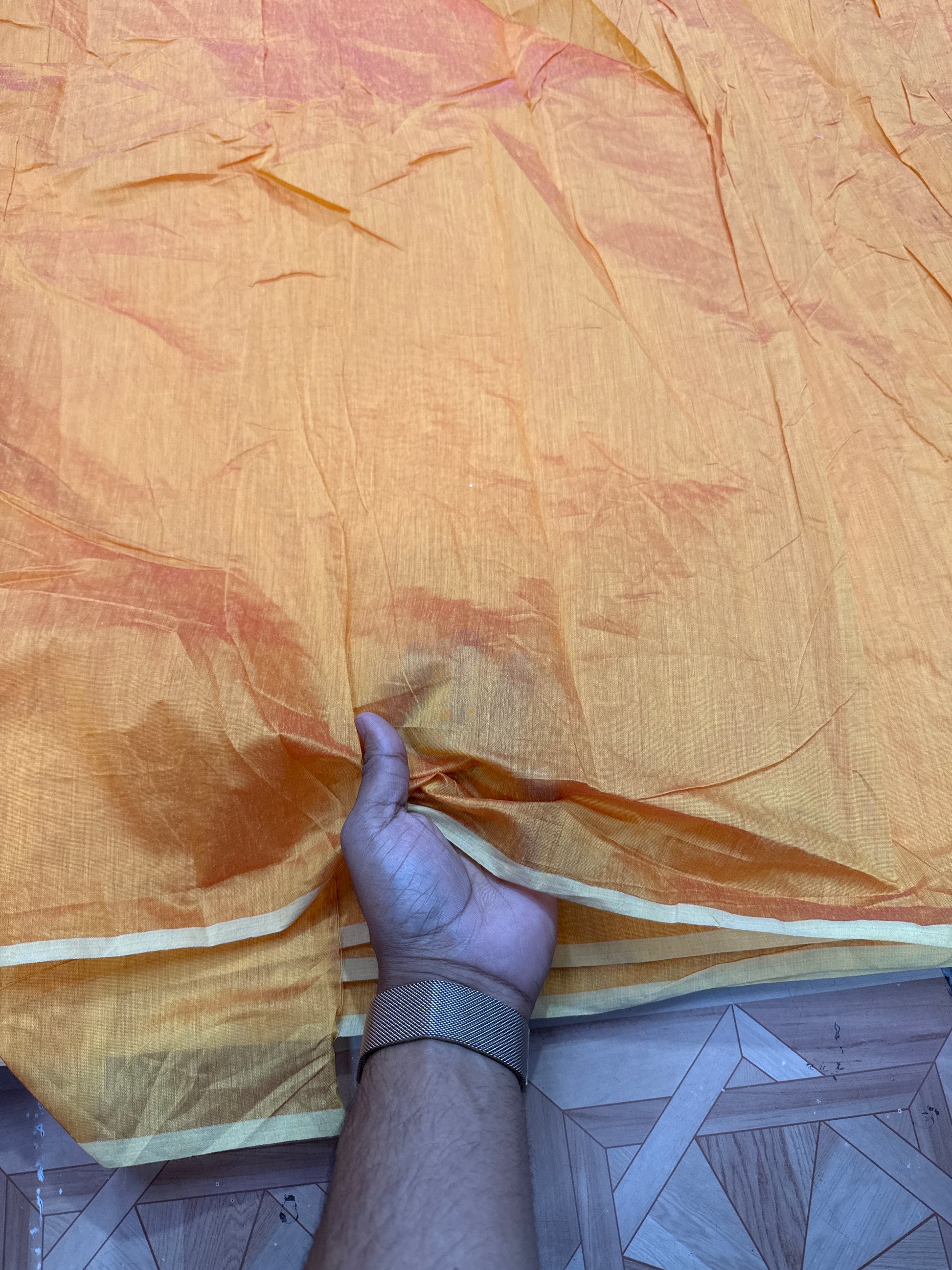 Buy Authentic Chanderi Solid Yellow Fabric - MAF 