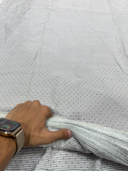 Buy Cotton Poplin Ivory Stripe Polki  Printed Fabric