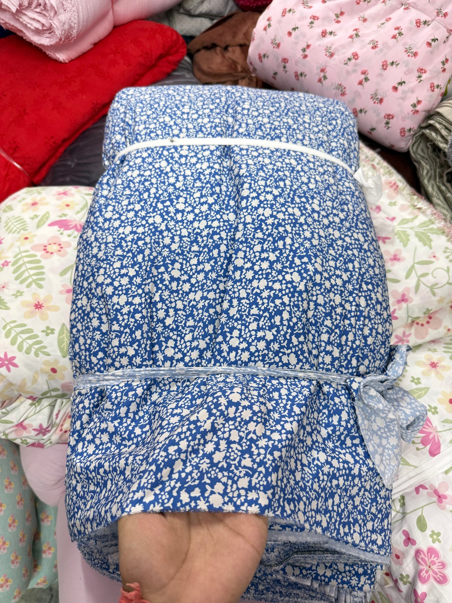 Buy 50s Poplin Blue Korean Printed Fabric