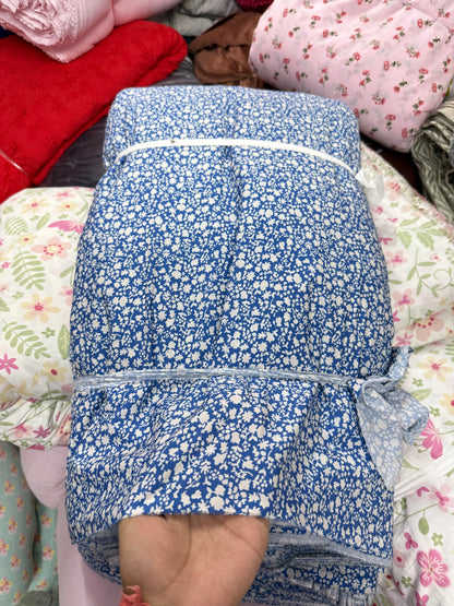 Buy 50s Poplin Blue Korean Printed Fabric