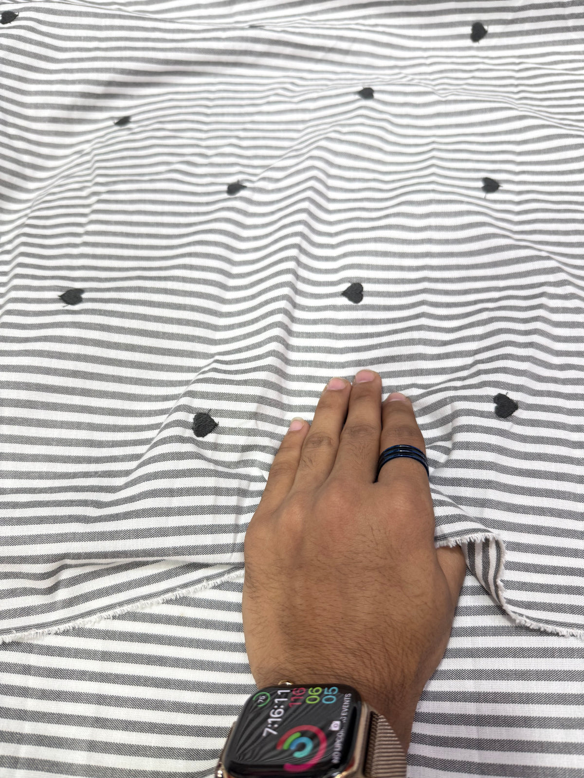 Buy Premium Cotton Yarn-Dyed White Black Heart Stripe Dobby Fabric