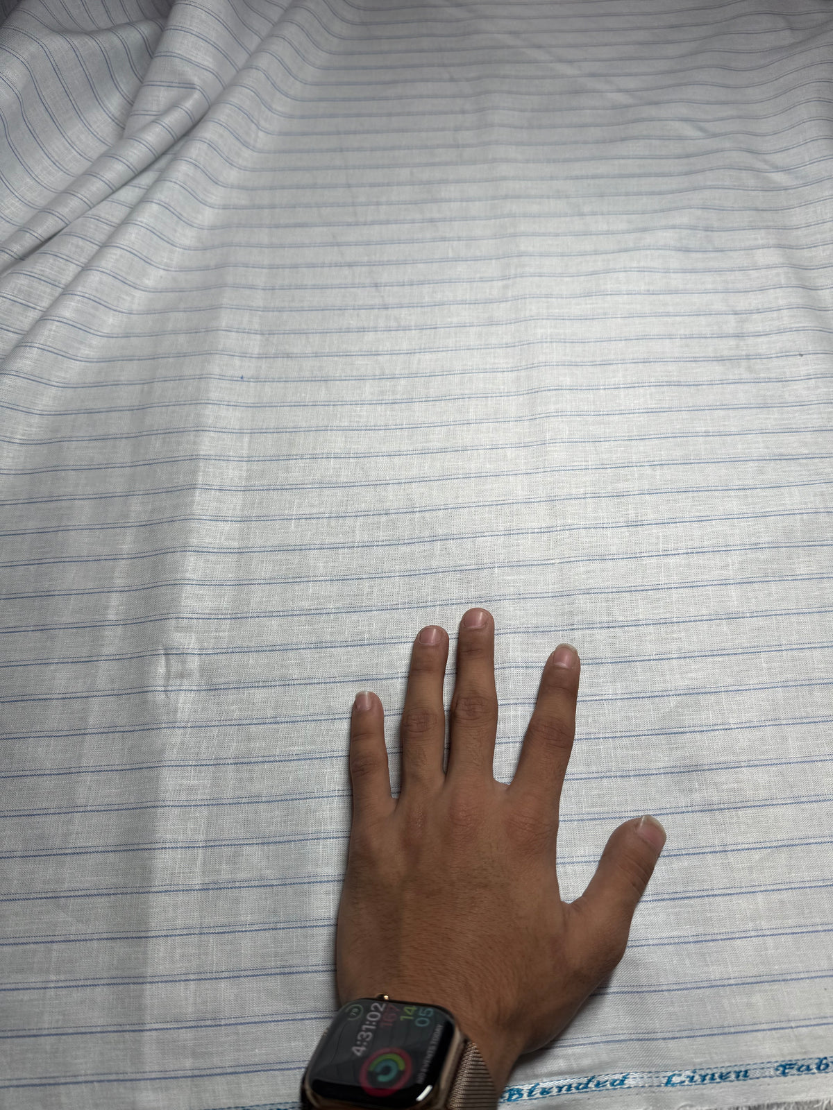Buy 80 Lea Premium Pure Linen Double Line Striped Shirting Fabric