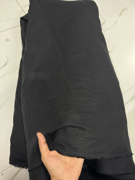 Buy Lab Certified Pure Linen Solid Black Fabric