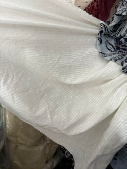 Buy Cambric White Self Stripe Dot Buta Fabric