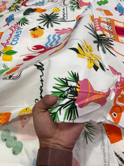 Buy Cotton Poplin Amalfi Coast Summer Print Fabric