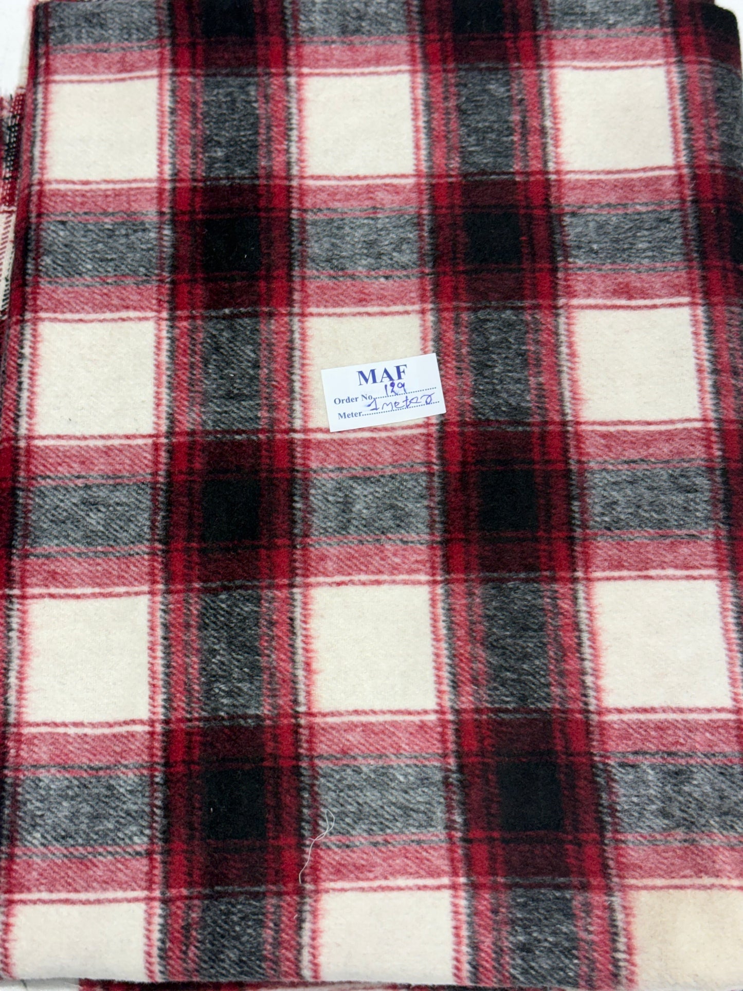Buy Cutpiece Cotton Flannel Twill Ivory Maroon Black Check 1 Meter