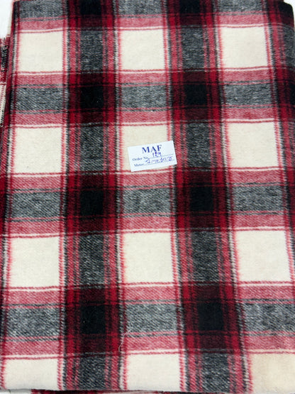 Buy Cutpiece Cotton Flannel Twill Ivory Maroon Black Check 1 Meter