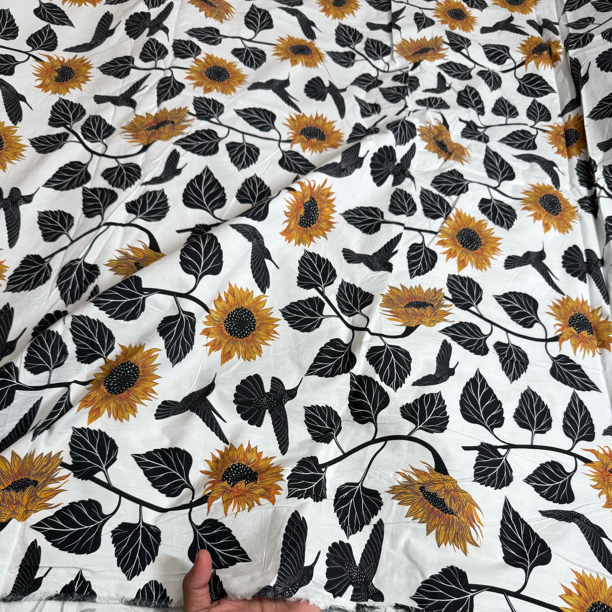Buy Premium Collection HL Poplin Bold Sunflower Printed Fabric - MAF 