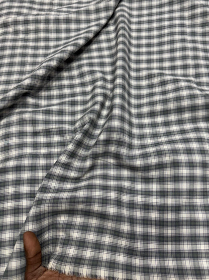 Buy Cotton Arvind Mill Grey Formal Check Shirting Yarn Dyed Fabric