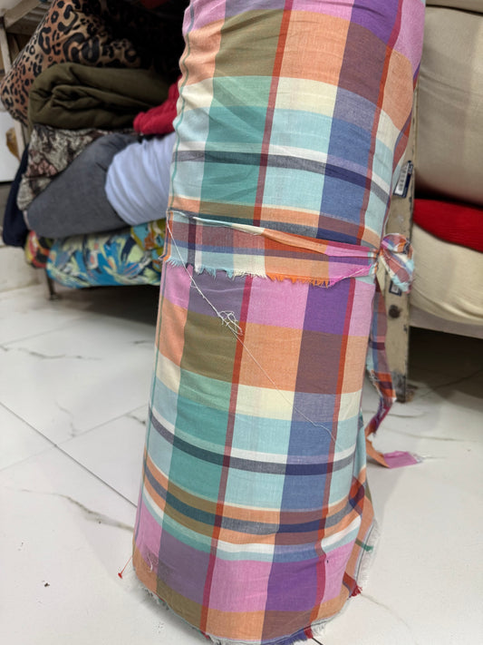 Buy Cotton Yarn Dyed Pink Multi Checks Shirting Fabric