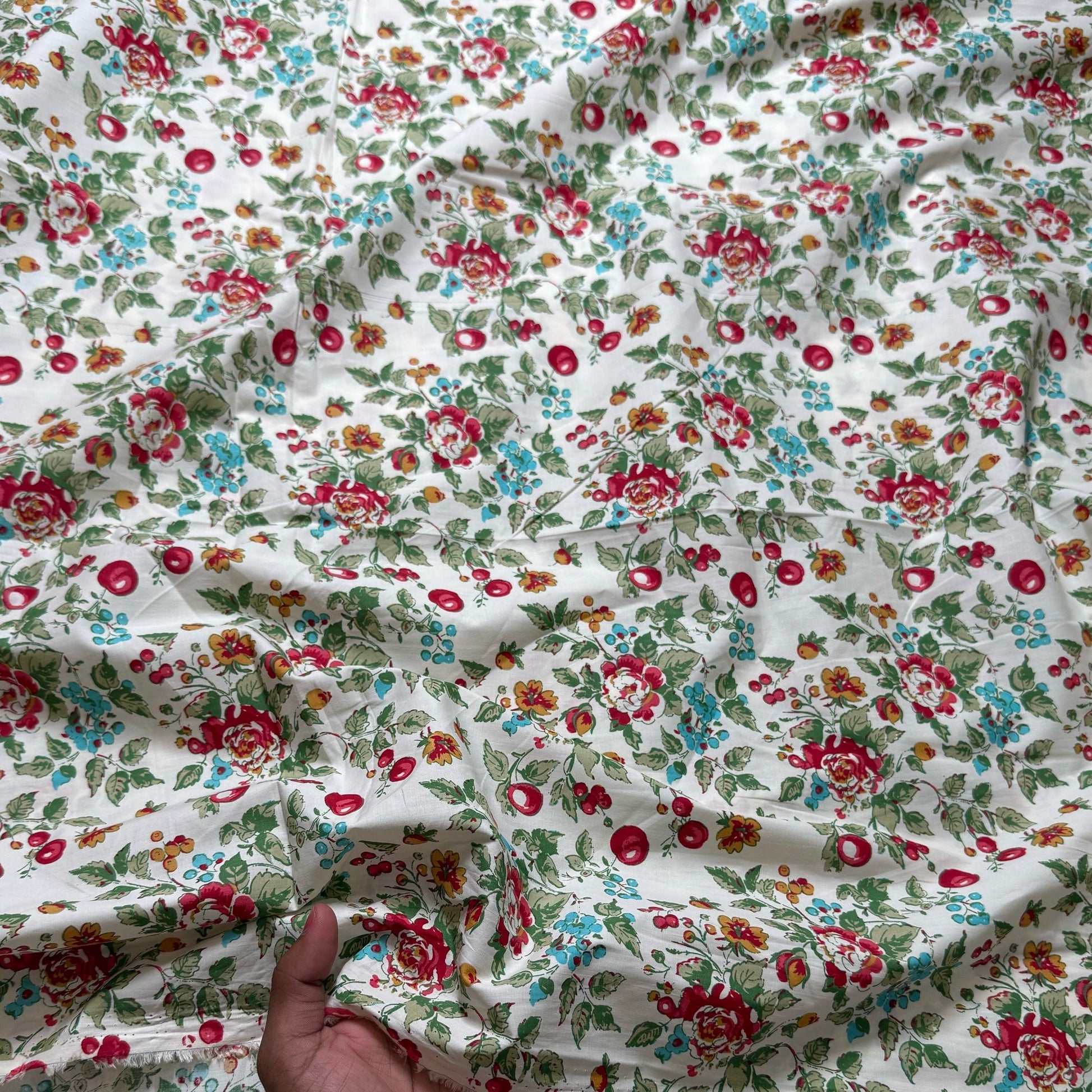 Buy Poplin Cherry Blossom Printed Fabric - MAF 