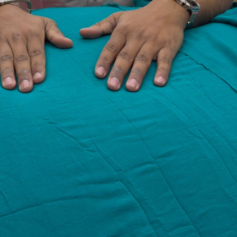 Solid Crinkled Tiffany Blue Crepe Fabric - MAF 