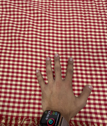 Buy Premium Cotton Yarn-Dyed Cherry Red Gingham Check Fabric