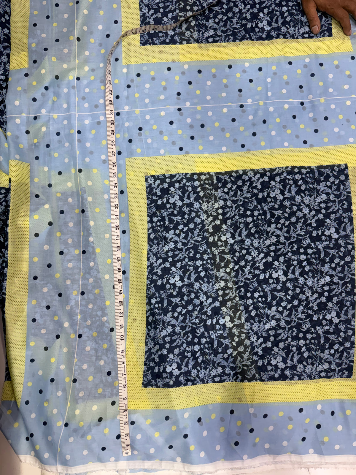 Buy Premium Mul Cotton Blue Polka & Print Combo Panel 80CM