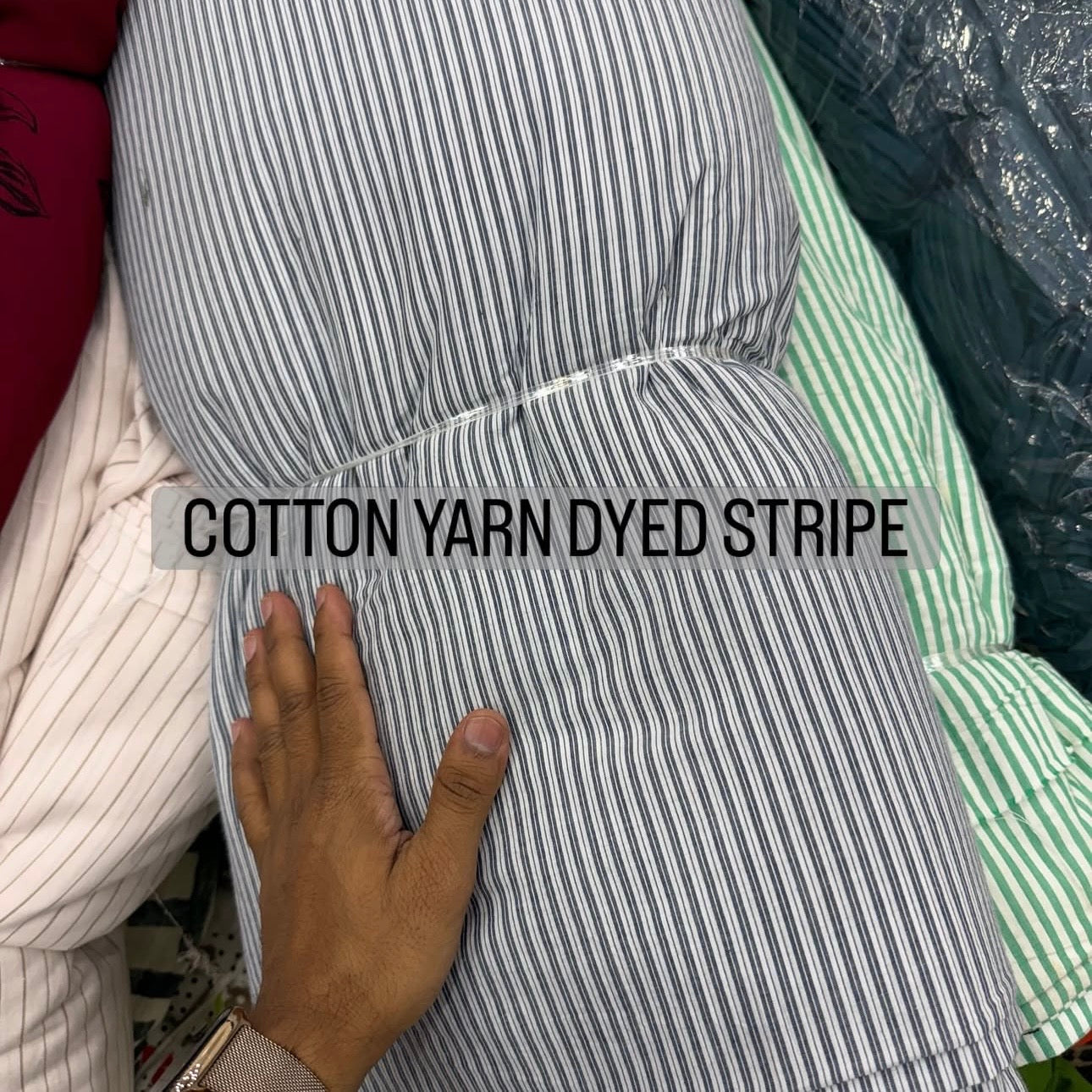 Buy Blue Dual Cotton Yarn Dyed Shirting Fabric