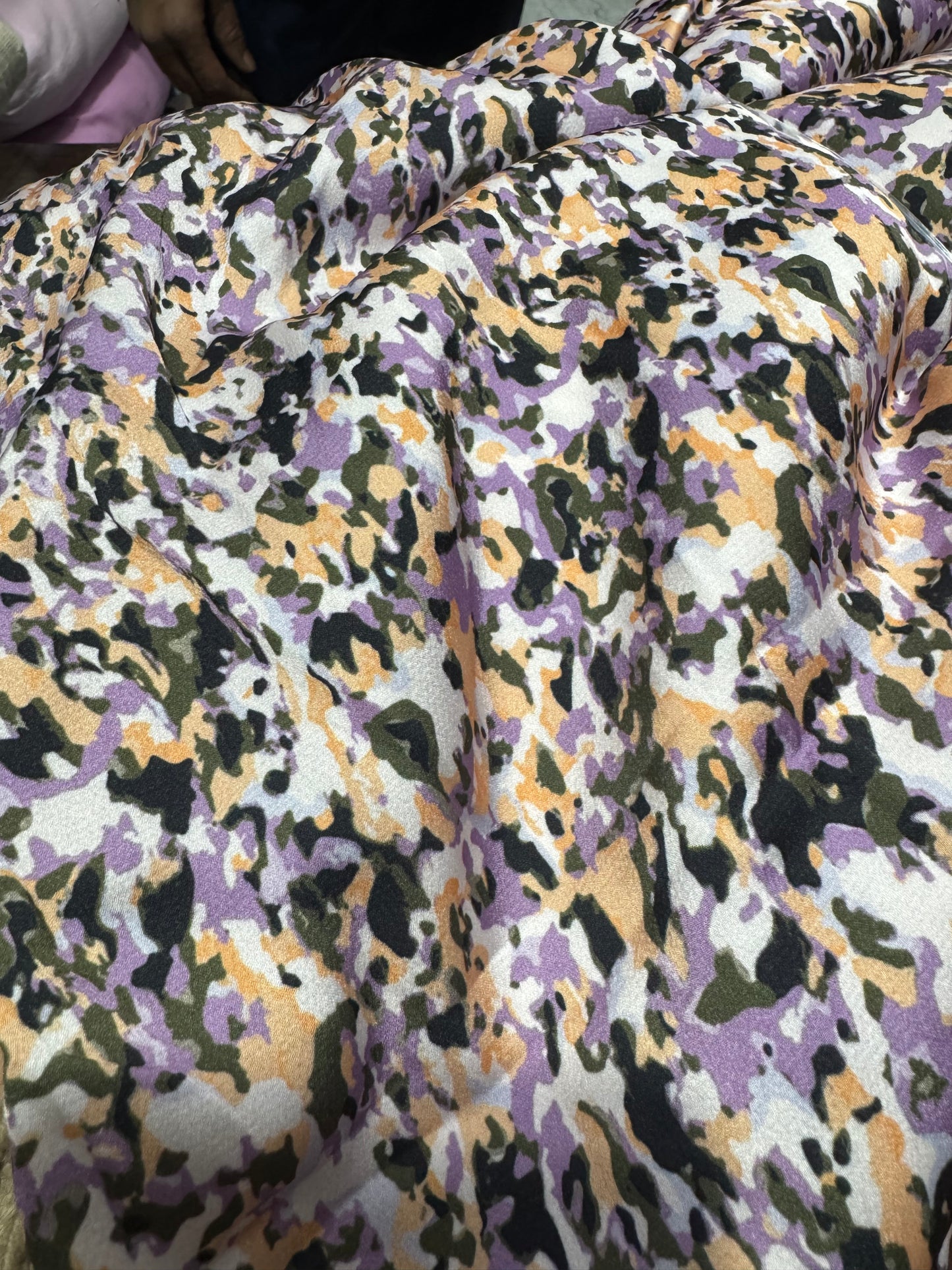 Buy Printed Satin Pink Marble Fabric