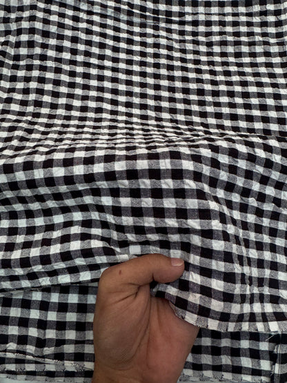 Buy Premium Cotton Seersucker Monochrome Classic Gingham Fabric