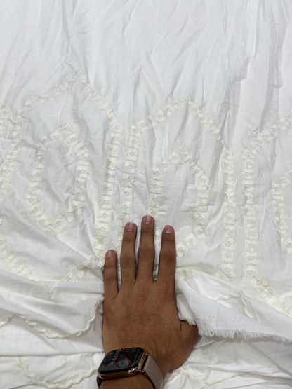 Buy Cotton Hakoba White Diamond Ogee Cutwork Fabric