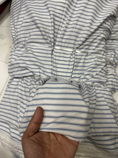 Buy Cotton Yarn Dyed Blue Trio Stripe Shirting Fabric