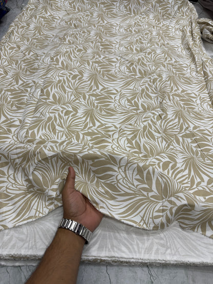 Buy Crimp Viscose Cotton Nude Leaf Printed Fabric - MAF 