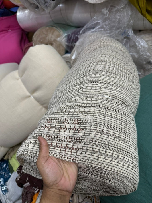 Buy Cotton Slub Shrug Crochet Weave Fabric