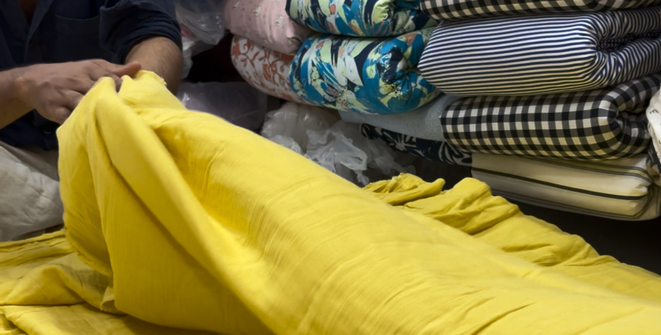 Buy Soft Cotton Double Cloth Yellow Solid Fabric