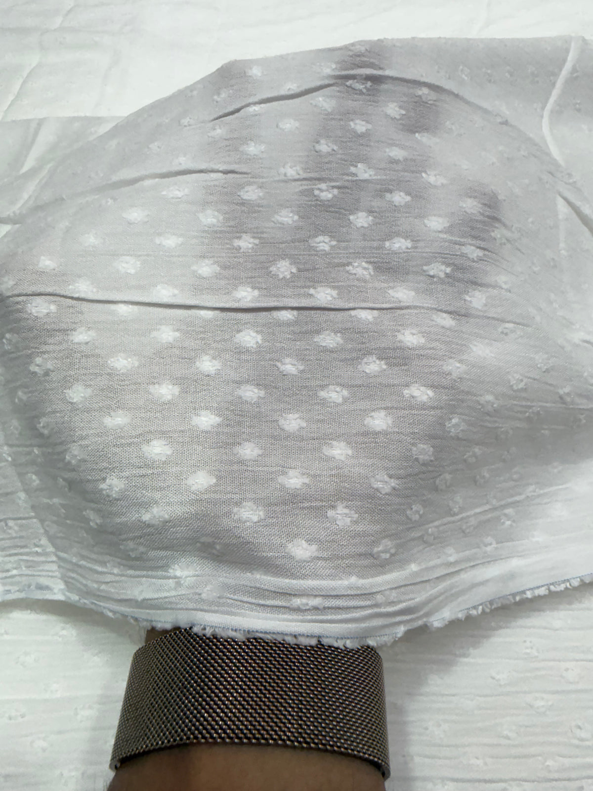 Buy Premium Cotton Dobby Silver Dot Fabric