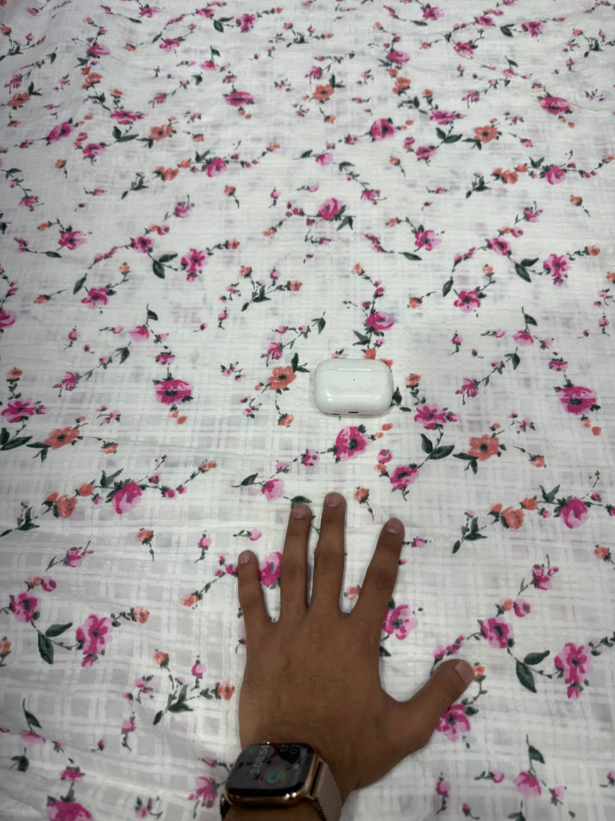 Buy Premium Cotton Slub White Pink Floral Print Fabric