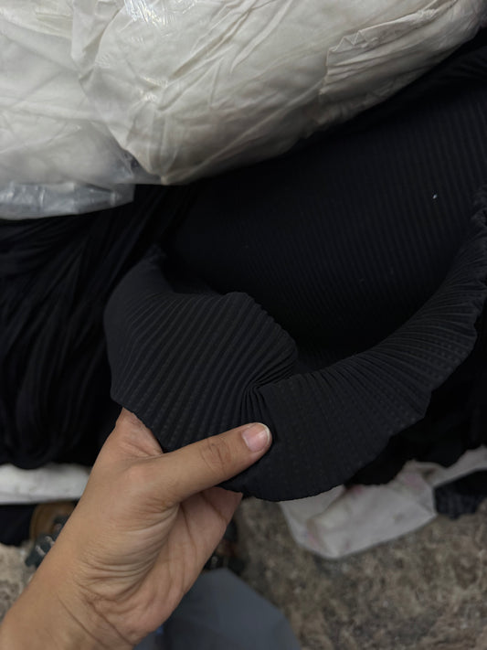 Georgette Pleated Black Dobby Work Georgette Fabric