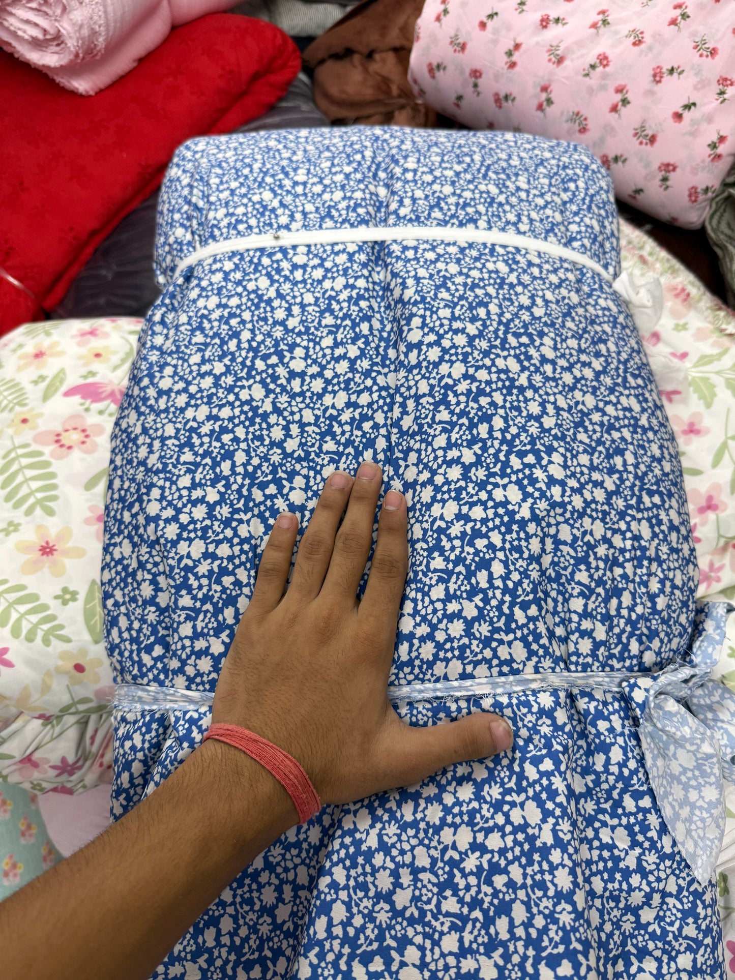 Buy 50s Poplin Blue Korean Printed Fabric