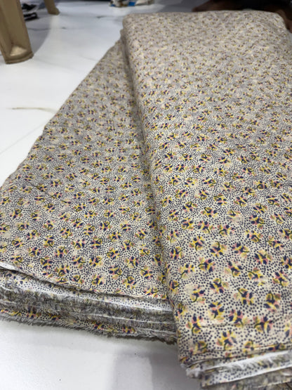 Buy Mul Cotton Butterfly Like Flower Printed Fabric