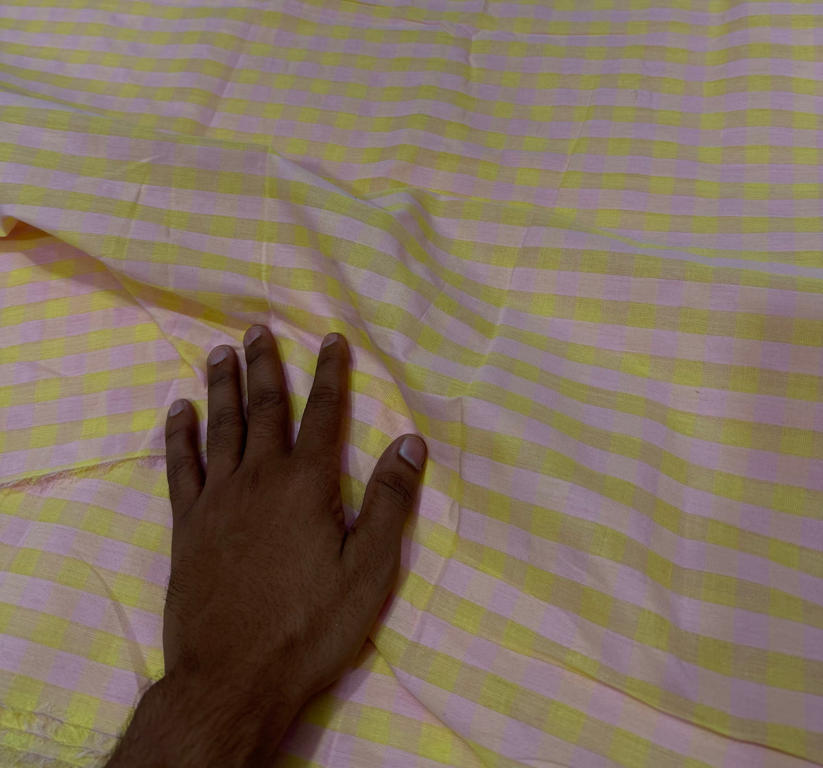 Buy Premium Seersucker Yellow Lavender Gingham Check Fabric