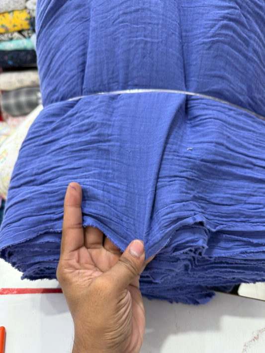 Buy Soft Cotton Double Cloth Solid Royal Blue Fabric
