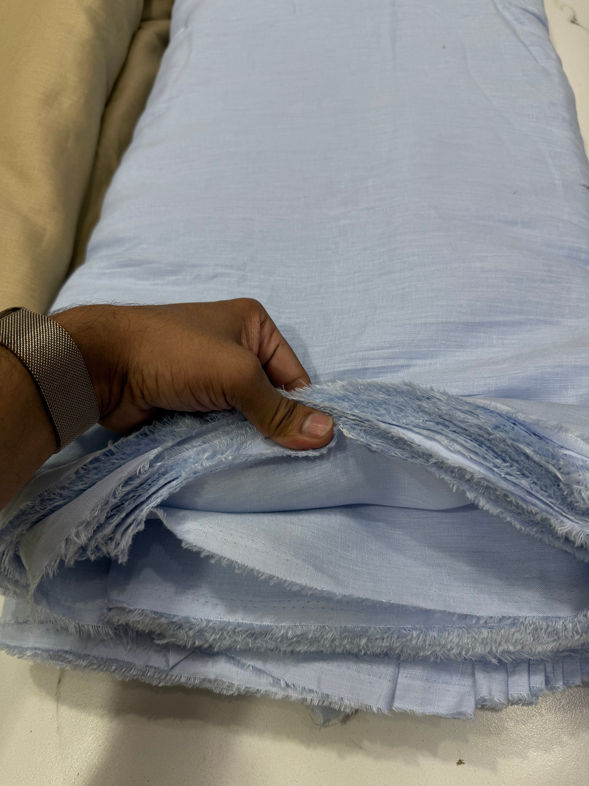 Buy Imported 100% Linen Baby Blue Colour