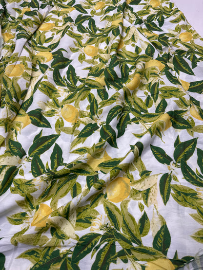 Buy Premium Viscose Lemon Leaf Printed Fabric