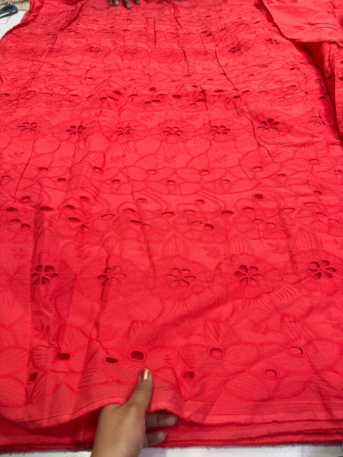 Buy Cotton Hakoba Peachy Red Unique Design Fabric