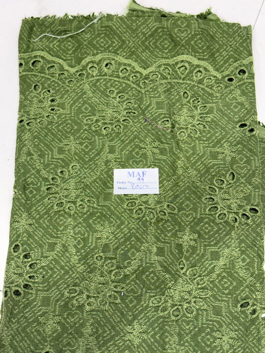 Buy Cutpiece Cotton Hakoba Green Border Cutwork 80 Centimeter